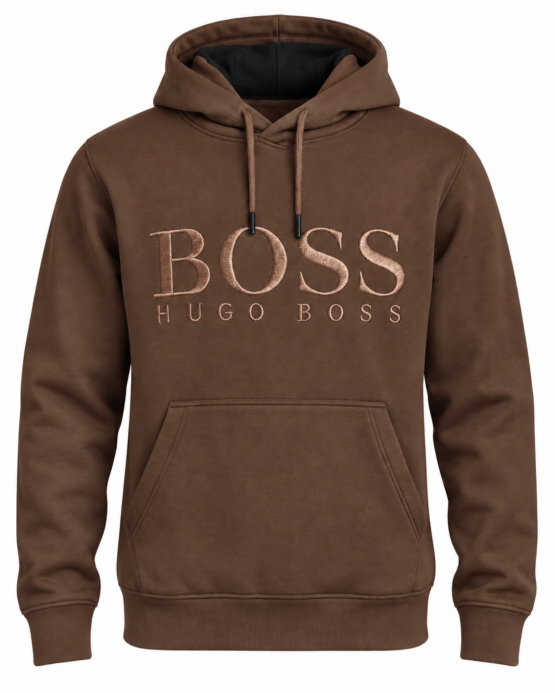 Sweat à capuche BOSS Marron — vue de face sur mannequin invisible
