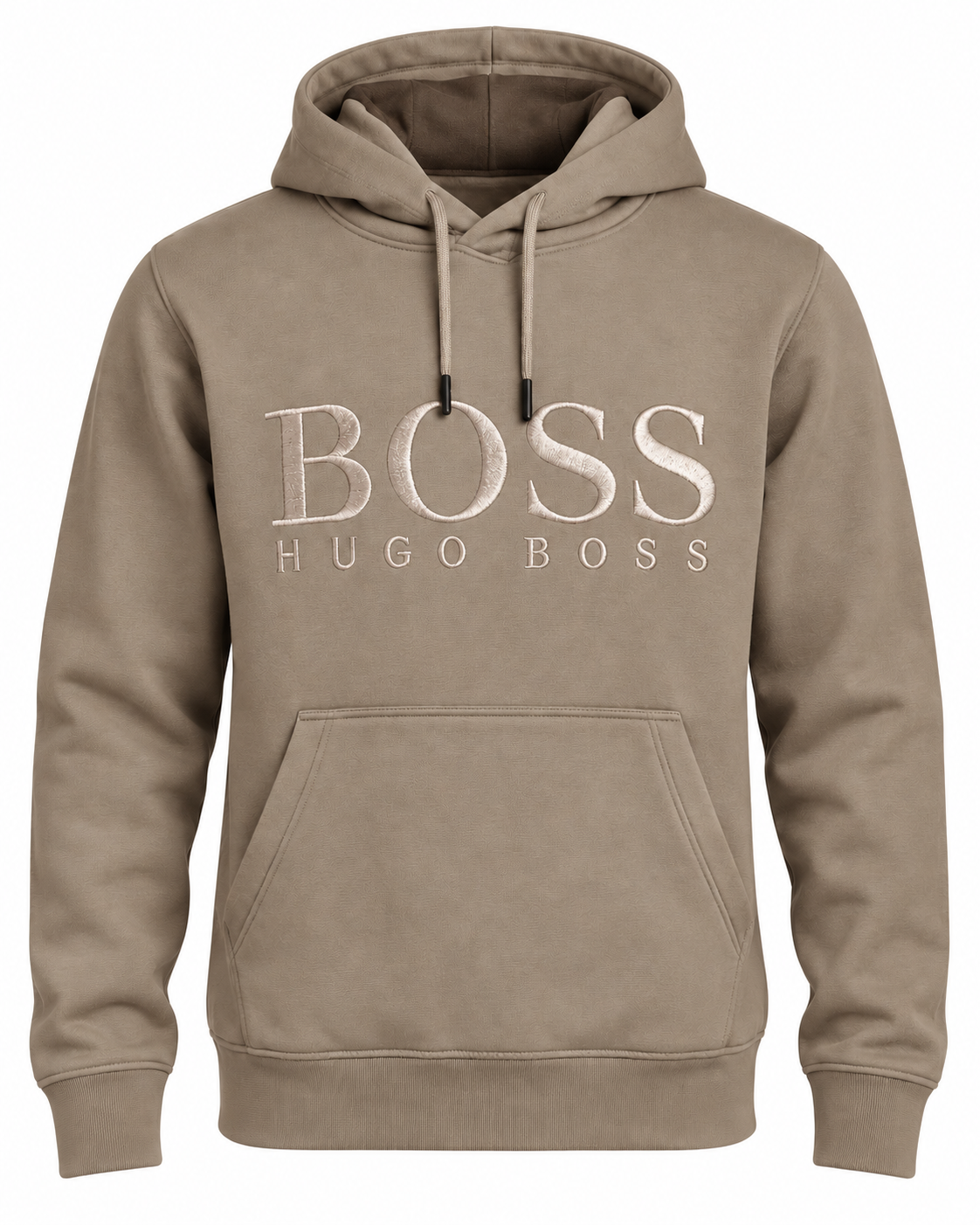 Sweat à capuche BOSS Taupe/beige — vue de face sur mannequin invisible