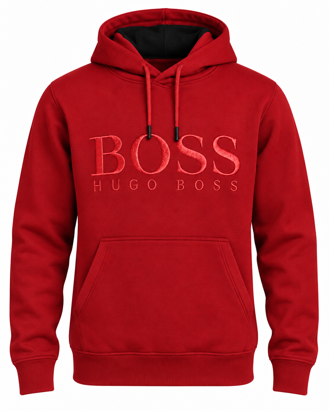 Sweat à capuche BOSS Rouge — vue de face sur mannequin invisible
